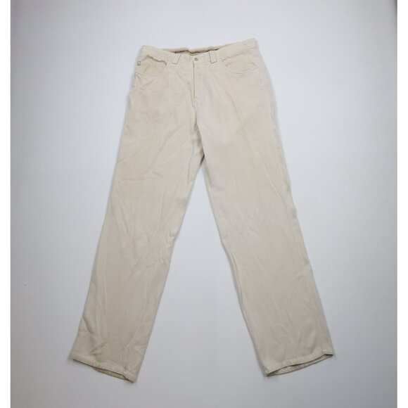 90's  Bahama silk×linen wide slacks Vintage Tommy Bahama Silk Pants Mens 34x28 Beige Pleated